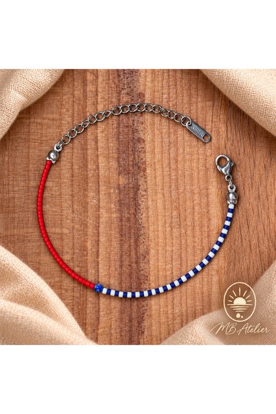 Lapis Lazuli Doğal Taşlı Kırmızı Lacivert Beyaz Boncuklu Renkli Bileklik
