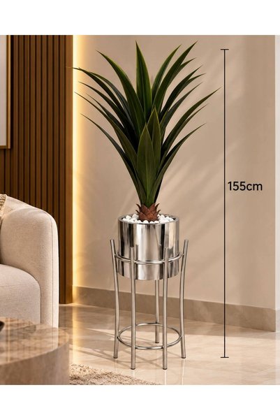 CENTRHOME Luxury Artificial Drusina Tree with Pot and Metal Stand - 155 cm High