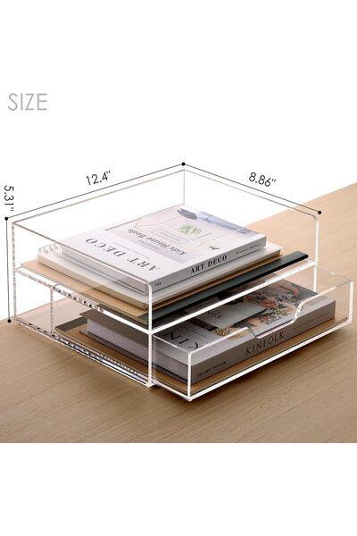 Slasa Acrylic Desk File Document Letter Tray Wide Entry Paper Organizers Fold...