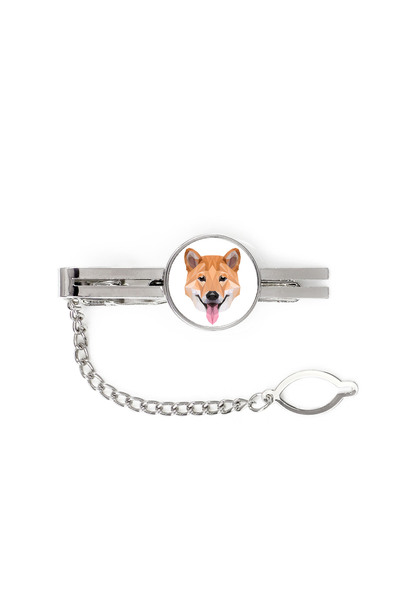 Art - Dog Art-Dog Agrafă de cravată Shiba Inu cu portret geometric de câine -...
