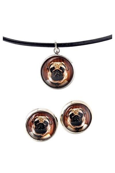 Art - Dog Set colier și cercei Art-Dog cu pug și fotografie cu câine - lucrat...