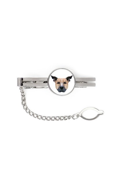 Art - Dog Art-Dog Staffordshire Bull Terrier Agrafă de cravată cu portret geo...