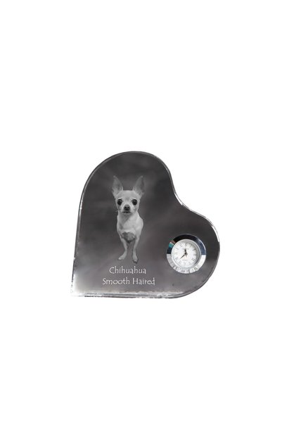 Art - Dog Ceas de cristal Art-Dog Chihuahua cu păr lung, în formă de inimă, c...