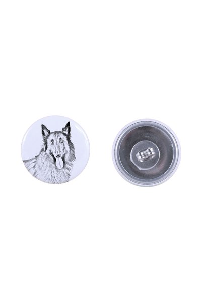 Art - Dog Cercei rotunzi Art-Dog cu câine șapcan belgian - Metal acoperit cu ...