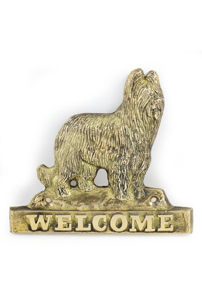 Art - Dog Placă de ușă Art-Dog Briard din alamă 'Welcome' - Câine și inscripț...