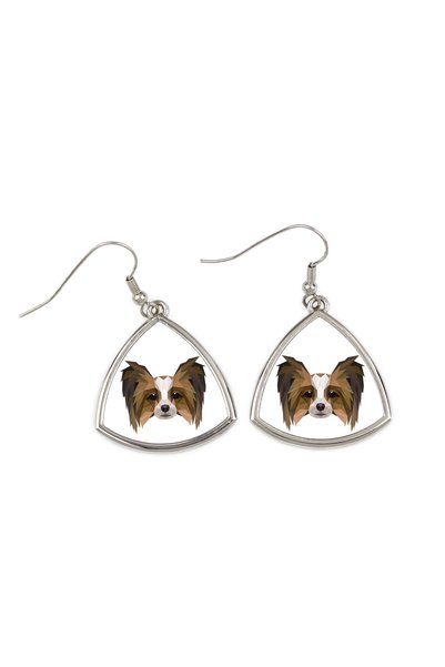 Art - Dog Cercei Art-Dog Papillon cu portret geometric de câine - Bijuterii e...