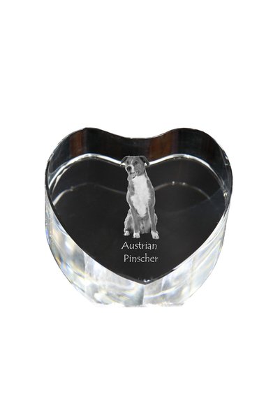 Art - Dog Prespapier Inimă de Cristal Art-Dog Pinscher Austriac cu Gravură Câ...