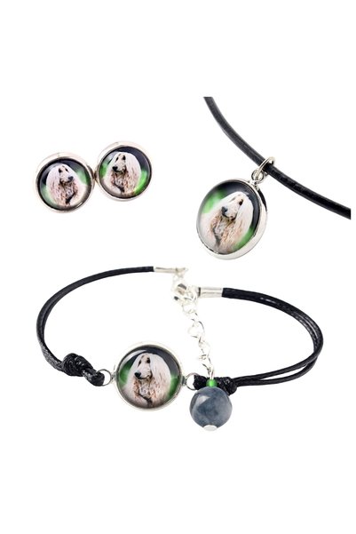 Art - Dog Set de colier, cercei și brățară Art-Dog cu câine afgan, cu fotogra...