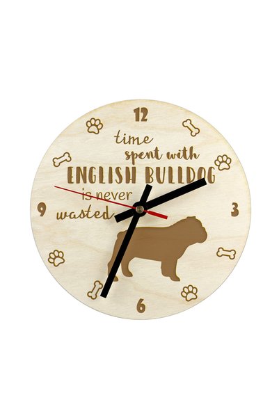 Art - Dog Ceas din placaj de mesteacăn cu Bulldog Englez Art-Dog, gravat cu l...