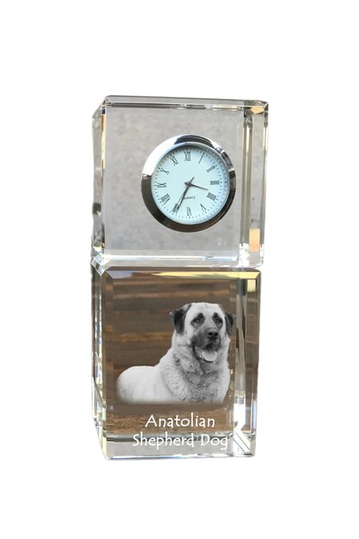 Art - Dog Ceas de cristal Art-Dog cu grajdator anatolian, de masă, cu gravură...