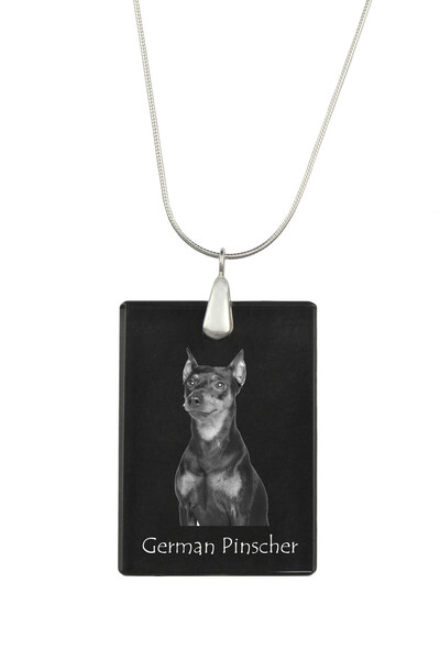 Art - Dog Colier cu pandantiv de cristal Art-Dog pe lanț placat cu argint, Pi...