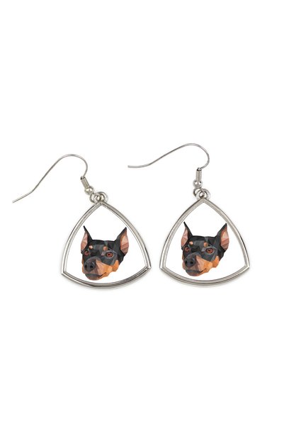 Art - Dog Cercei Art-Dog Pinscher German cu portret geometric de câine - Biju...