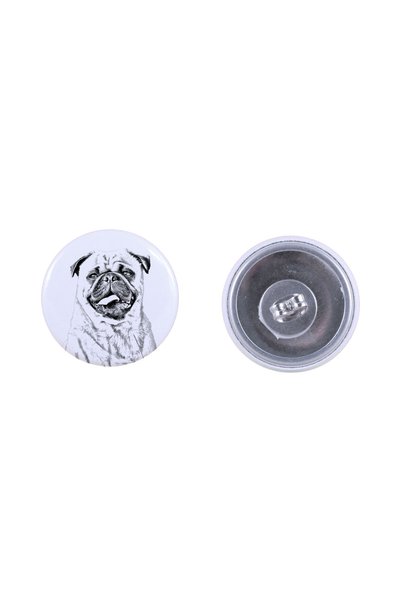 Art - Dog Cercei rotunzi cu pug Art-Dog, cu imagine de câine - Metal acoperit...