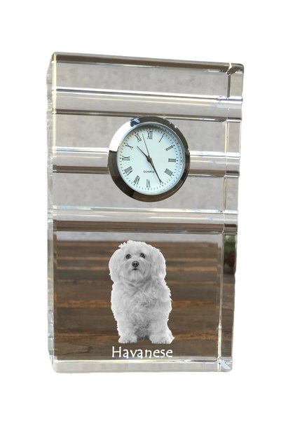 Art - Dog Ceas de cristal Art-Dog Havanese, de masă, cu gravură cu câine
