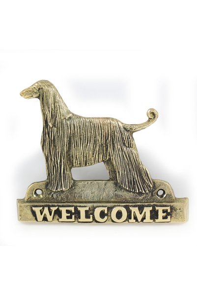 Art - Dog Placă de ușă din alamă Art-Dog Afghan Hound 'Bun venit'