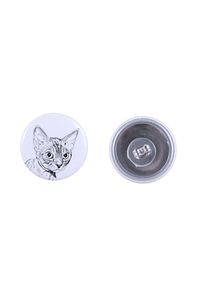 Art - Dog Cercei rotunzi Devon Rex cu imagine de pisică Art-Dog - Metal acope...