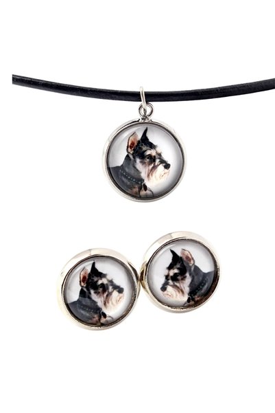 Art - Dog Set colier și cercei Art-Dog Schnauzer cu fotografie de câine - luc...