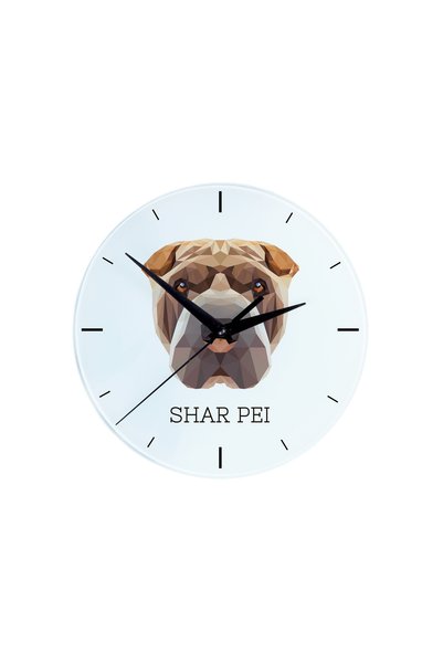 Art - Dog Ceas de perete Art-Dog Shar Pei cu portret geometric de câine - Dia...