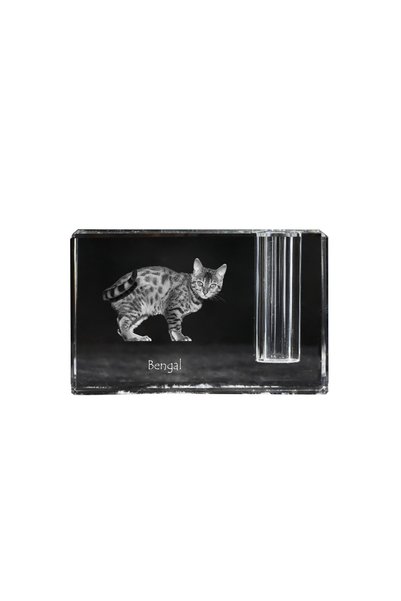 Art - Dog Suport de pixuri din cristal Art-Dog Bengal Cat cu gravură pisică -...