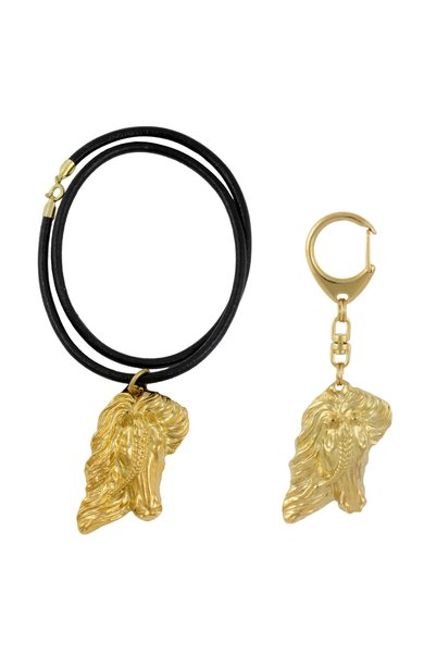 Art - Dog Set breloc și colier Art-Dog Cal Friesian - Cap de câine placat cu ...