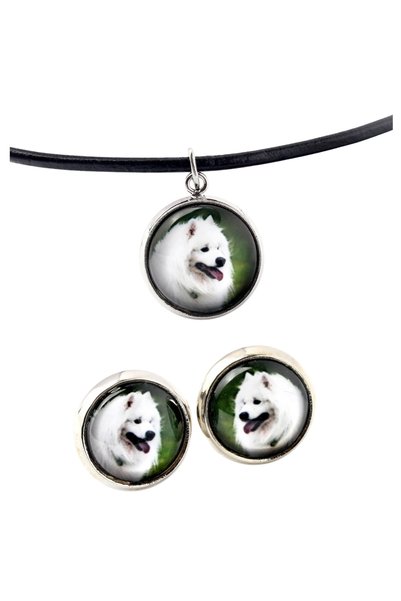Art - Dog Set colier și cercei Art-Dog Samoyed cu fotografie de câine - lucra...