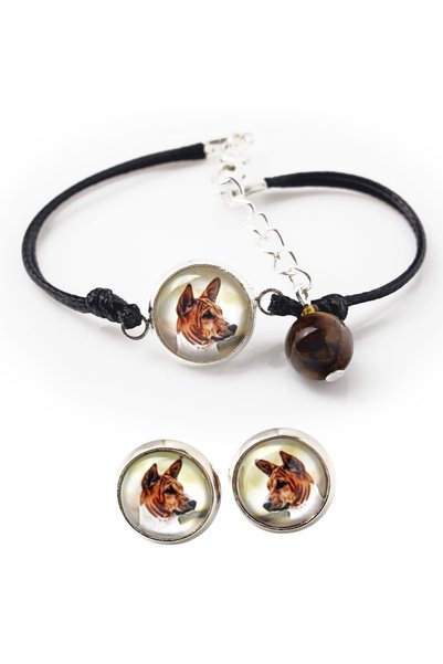 Art - Dog Set de brățară și cercei Art-Dog Basenji cu fotografie de câine - L...