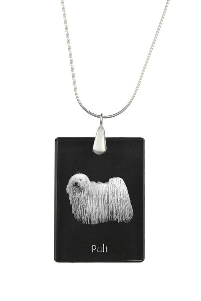 Art - Dog Colier cu pandantiv de cristal Art-Dog pe lanț placat cu argint, Pu...