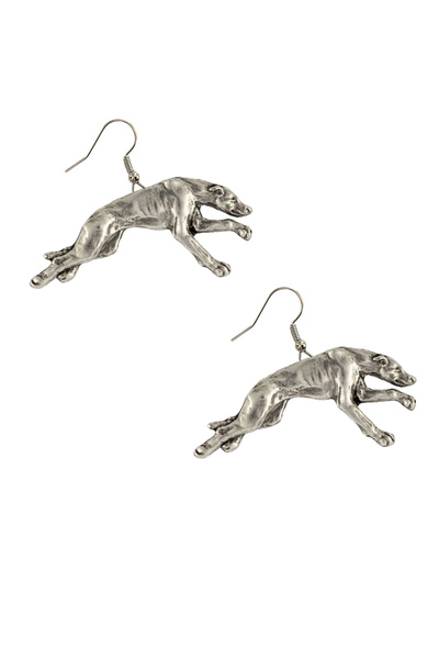 Art - Dog Art-Dog Cercei lungi argintați cu câine de rasă Greyhound - Hipoale...