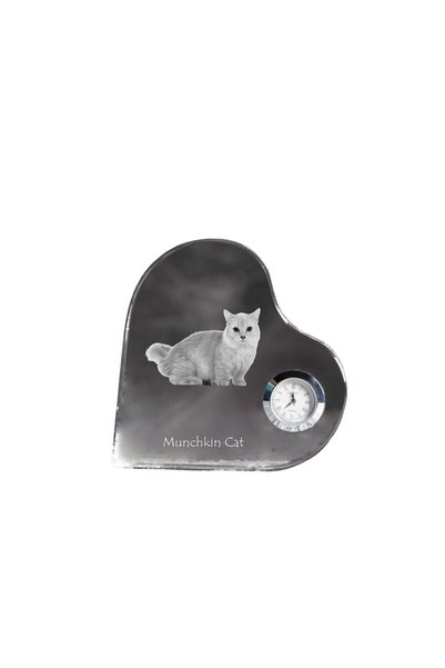 Art - Dog Ceas de cristal Art-Dog Munchkin Cat în formă de inimă, cu gravură ...