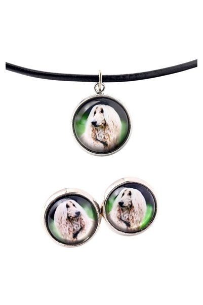 Art - Dog Set de colier și cercei Art-Dog cu câine afgan și fotografie cu câine