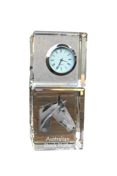 Art - Dog Ceas de cristal Art-Dog, cal australian de stoc, de masă, cu gravur...
