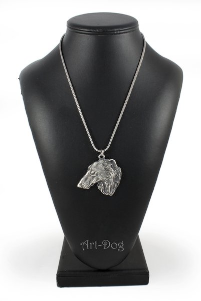 Art - Dog Colier Art-Dog Borzoi placat cu argint - Pandantiv cap de câine pe ...