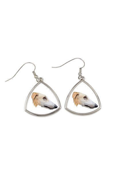 Art - Dog Cercei Art-Dog Borzoi cu portret geometric de câine - Bijuterii ele...