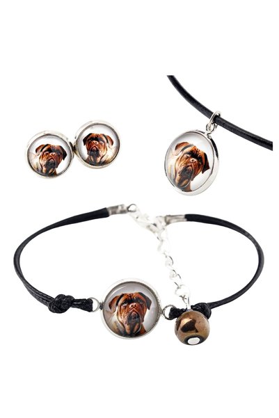 Art - Dog Set de colier, cercei și brățară Art-Dog Dogue de Bordeaux cu fotog...
