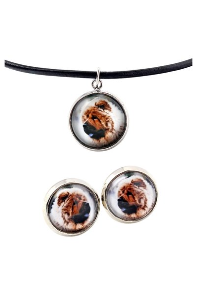 Art - Dog Set colier și cercei Art-Dog Chow Chow cu fotografie de câine - luc...