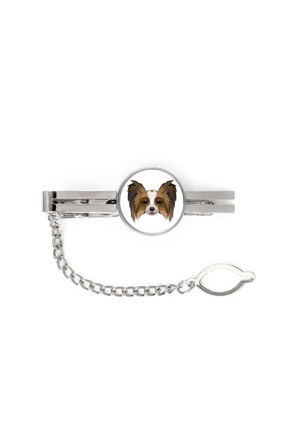 Art - Dog Art-Dog Agrafă de cravată Papillon cu portret geometric de câine - ...