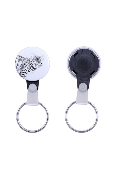 Art - Dog Breloc Art-Dog cu pisică Bengal rotundă - Metal acoperit cu folie, ...