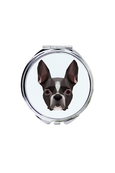 Art - Dog Art-Dog Oglindă de buzunar Boston Terrier cu design geometric cu câ...
