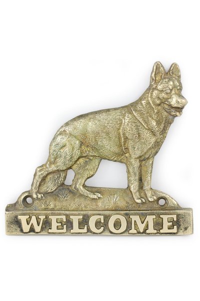 Art - Dog Semn de ușă din alamă 'Welcome' cu cioban german Art-Dog