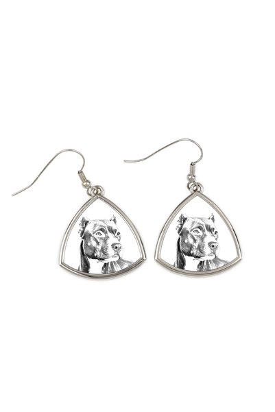 Art - Dog Cercei Art-Dog American Pit Bull Terrier cu imprimeu de câine - Cer...