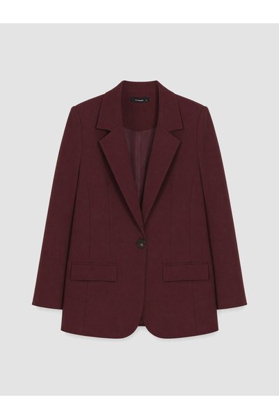 LC Waikiki LCW Curve Burgundy Double-Layer Fabric Classic & Relaxed Women's B...