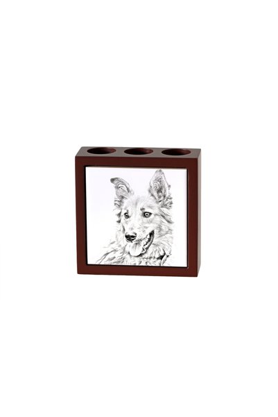 Art - Dog Art-Dog Suport de pixuri din lemn cu imprimeu de câine Basque Sheph...