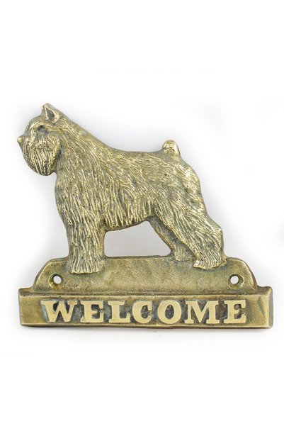 Art - Dog Art-Dog Placă de ușă din alamă 'Welcome' Bouvier des Flandres