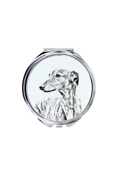 Art - Dog Art-Dog Oglindă de buzunar cu lănțișor Greyhound și imprimeu cu câi...