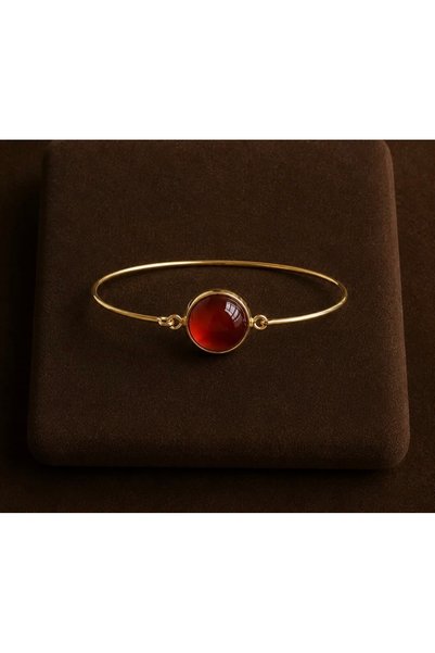 CORNUS - bordo taş gümüş gold kaplama bilezik doğal