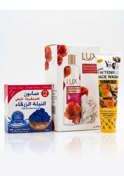 LUX مجموعة العناية والتنظيف الفائق للوجه والجسم (غسول لوكس برومانسية الكركديه...