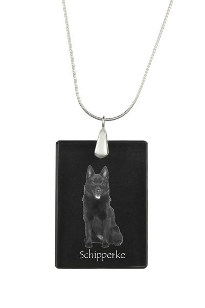 Art - Dog Colier cu pandantiv de cristal Art-Dog pe lanț placat cu argint, Sc...