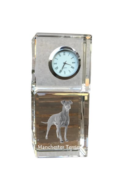 Art - Dog Ceas de cristal Art-Dog Manchester Terrier, de masă, cu gravură cu ...