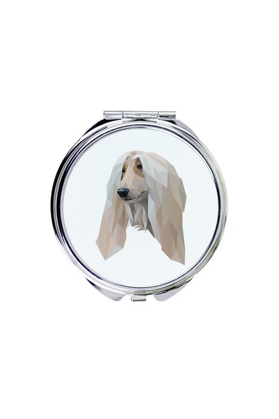 Art - Dog Art-Dog Oglindă de buzunar cu câine afgan cu design geometric - Dia...