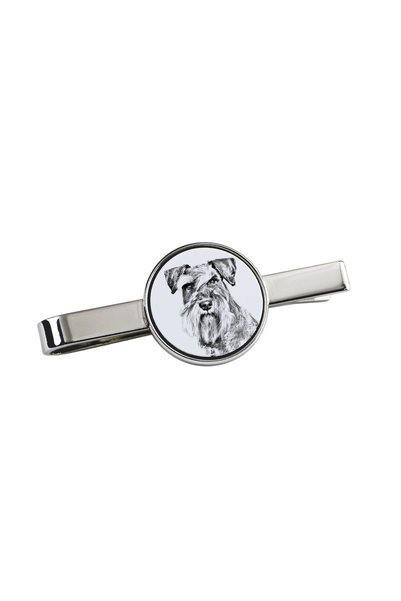Art - Dog Art-Dog Agrafă de cravată Schnauzer cu imprimeu de câine - Metal re...